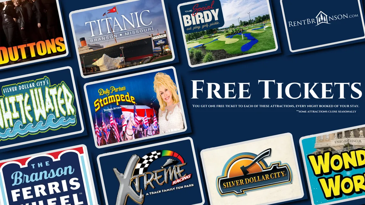 This image features brightly colored attraction tickets and playful graphics, evoking a sense of excitement and family-friendly fun. While not a direct room view, it visually suggests entertainment, activities, and the playful spirit of the area.